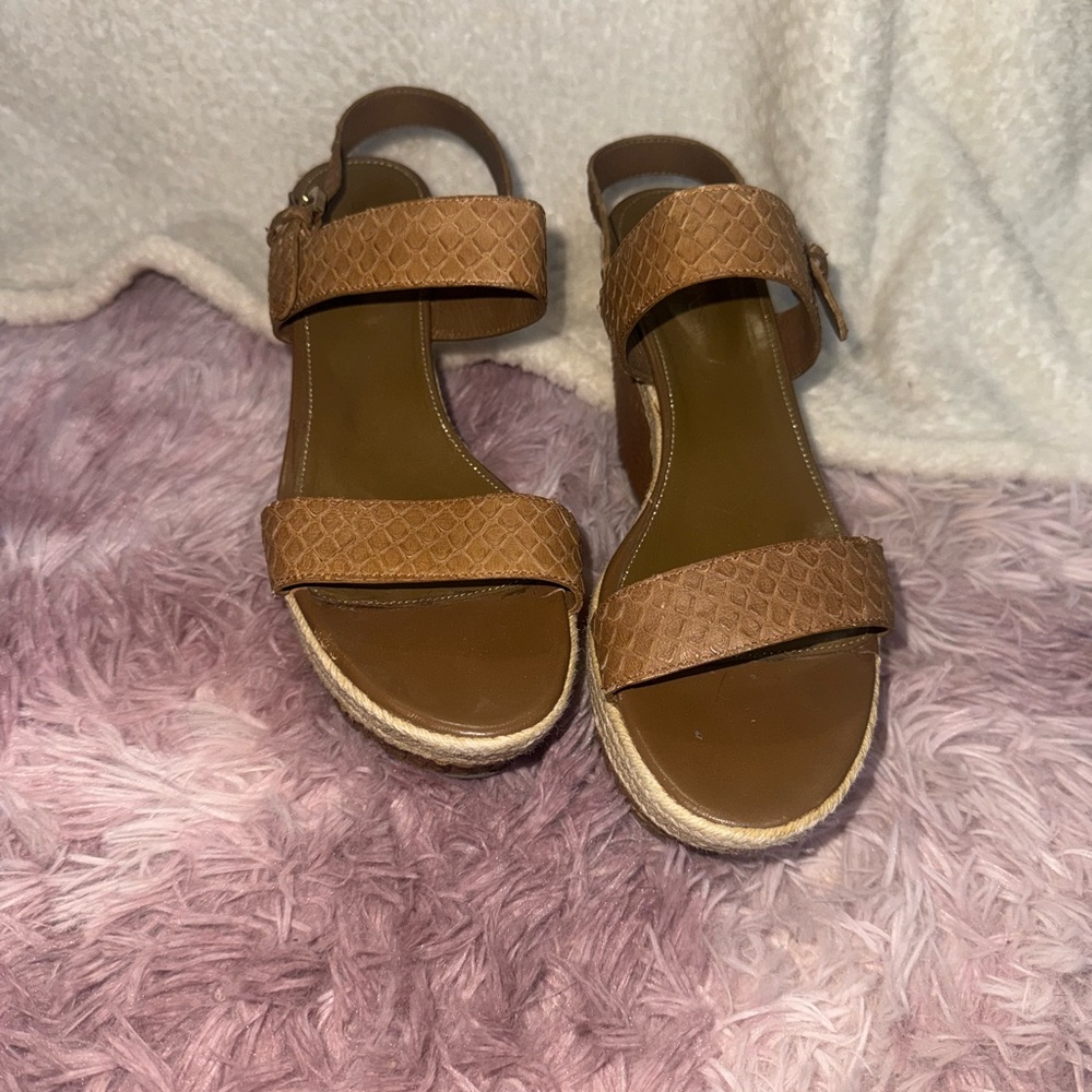 Sergio Rossi Brown Snakeskin wedge sandals